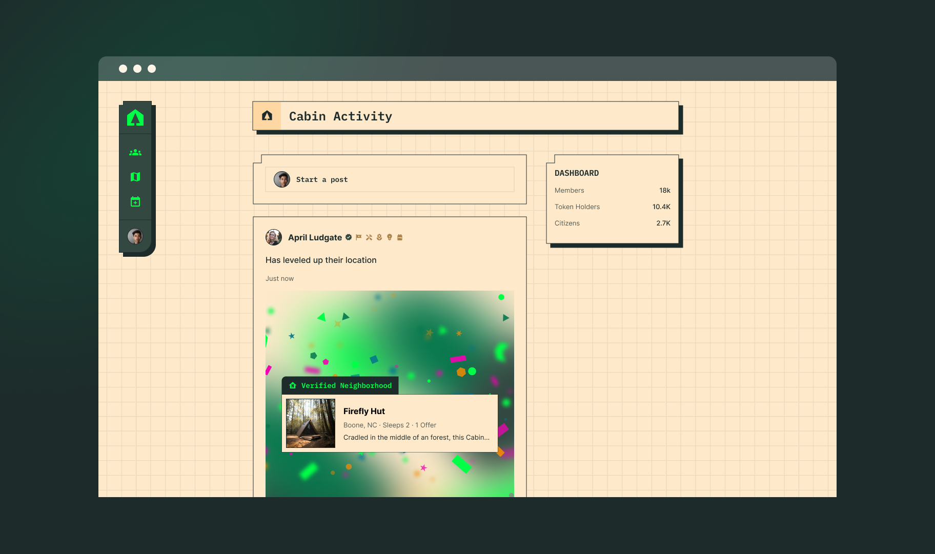 Cabin.City web app screen